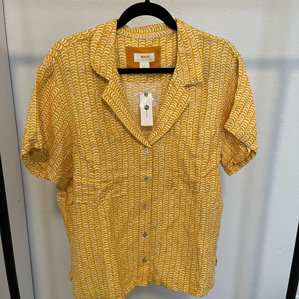 Yellow Patterned button up shirt